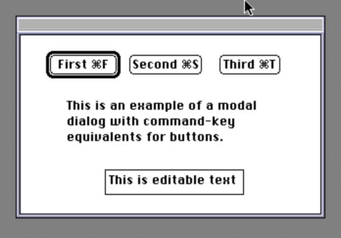 “The filterproc demo application running on Basilisk II”