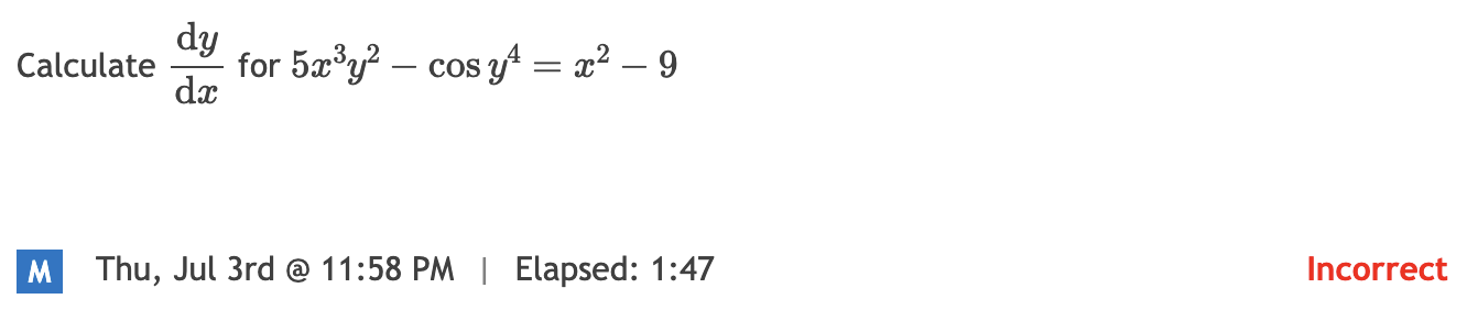 “Quiz Problem on Implicit Differentiation”